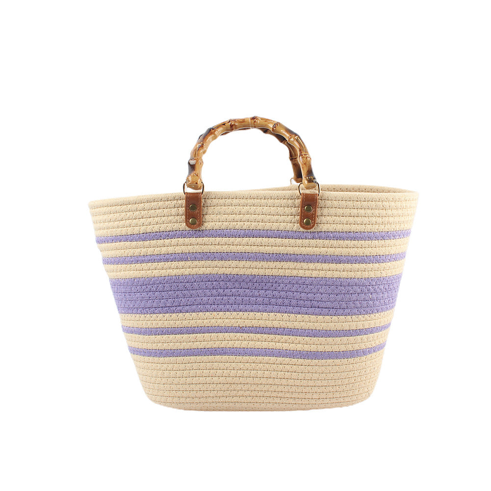 Stylish beach bag with bamboo handles Bowlift