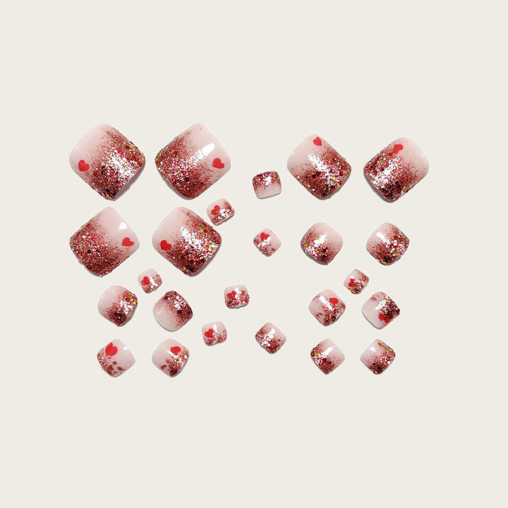 Nail art with sparkling hearts Bowlift