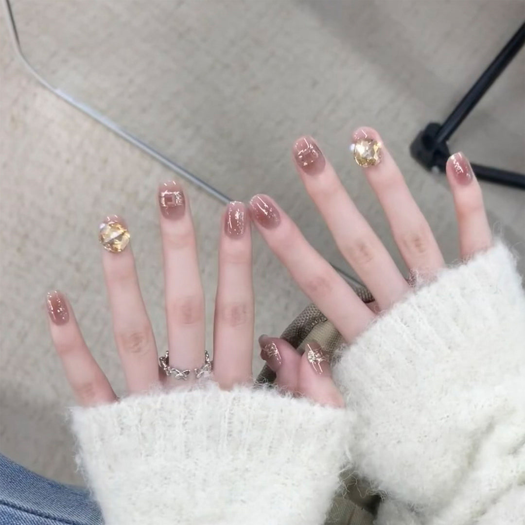 Artful Acrylic Nails with Glitter Design Bowlift
