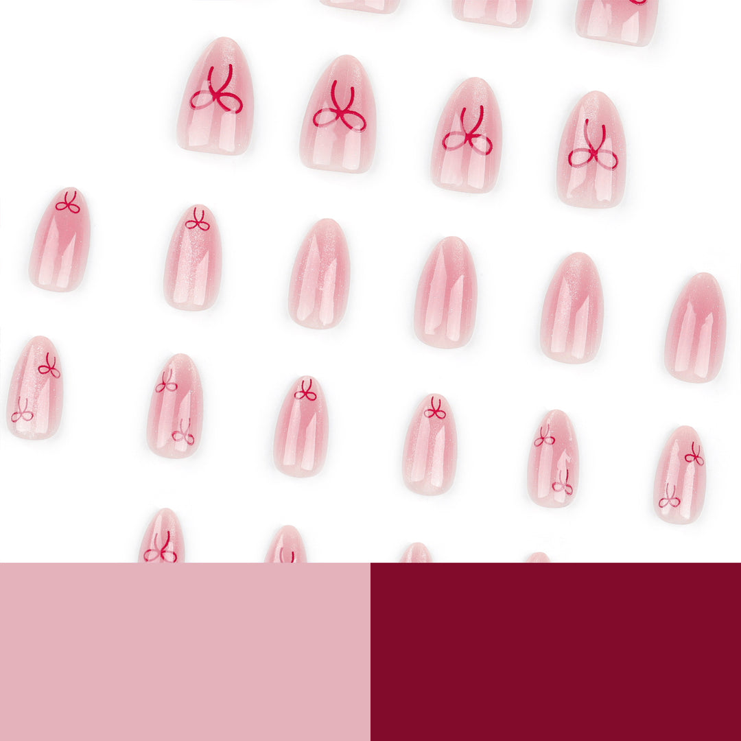 Artificial Nail Art with Bow Motif Bowlift