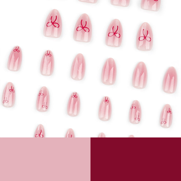 Artificial Nail Art with Bow Motif Bowlift