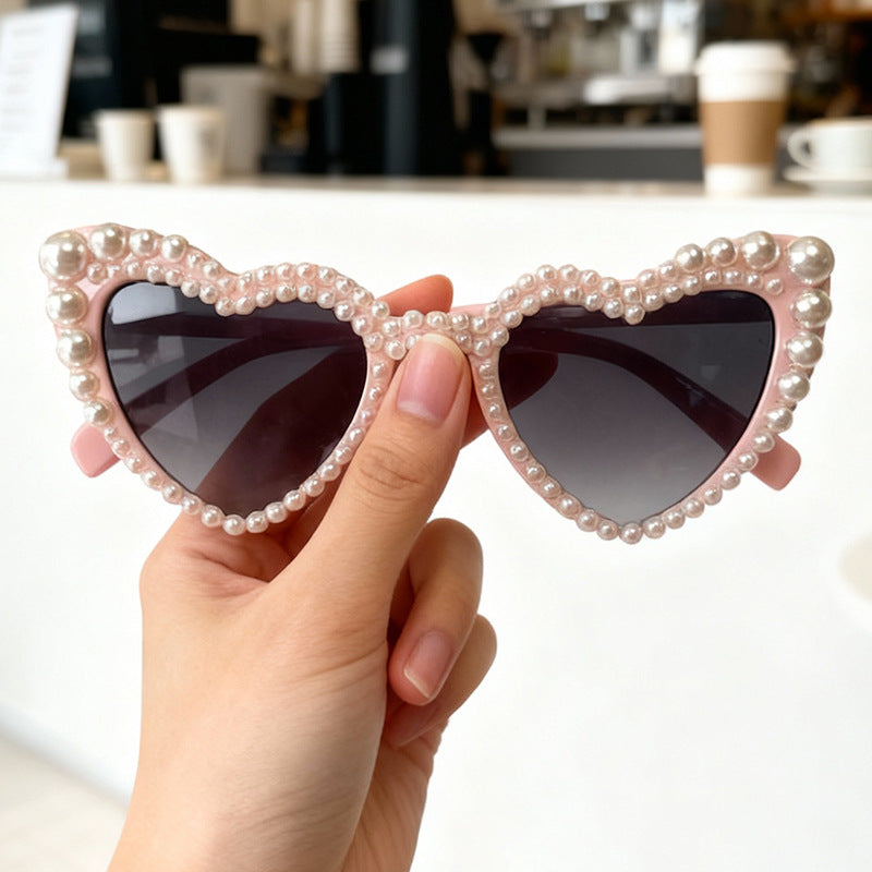 Heart-Shaped Pearl-Detail Sunglasses Bowlift