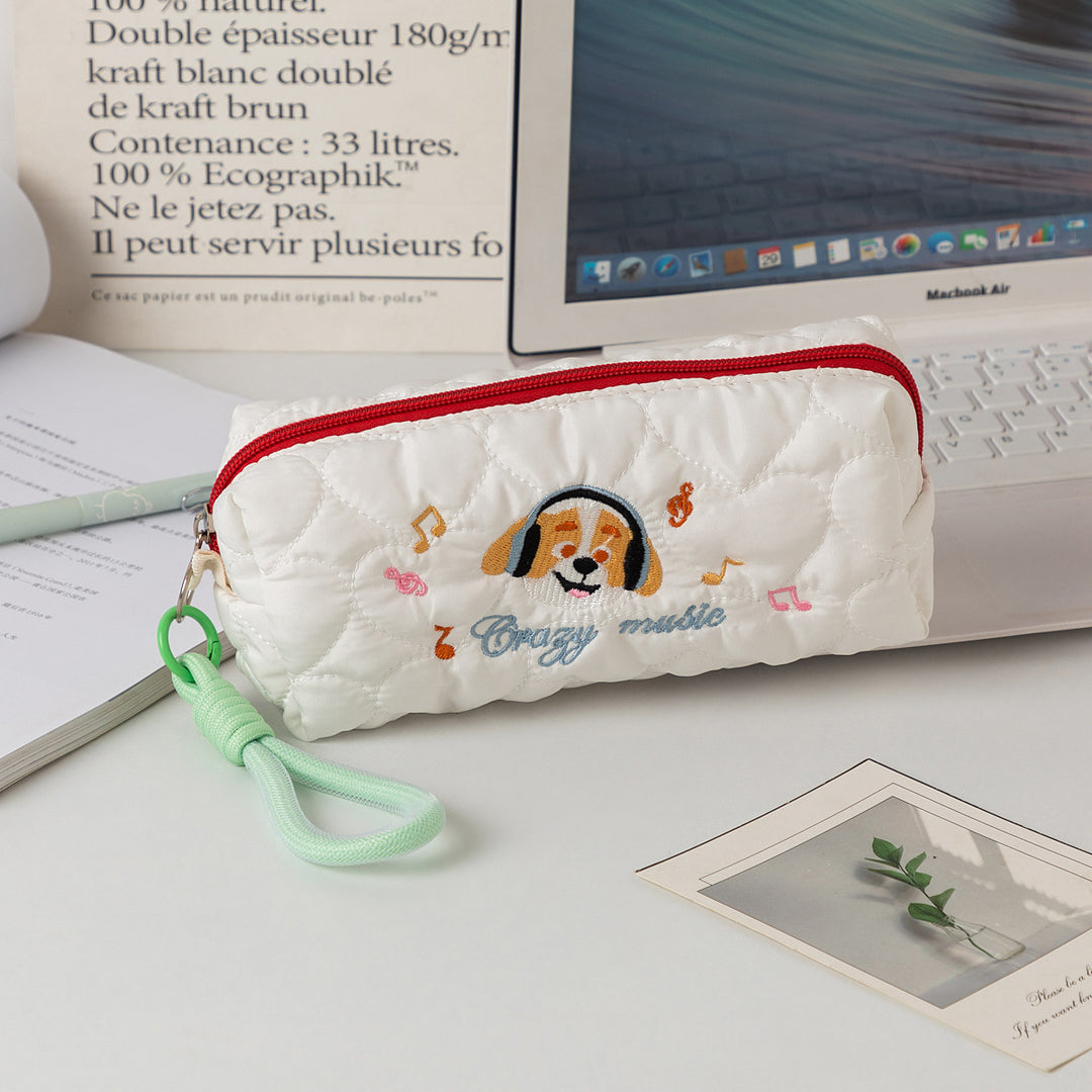 Quilted Cartoon Dog Pencil Case Bowlift