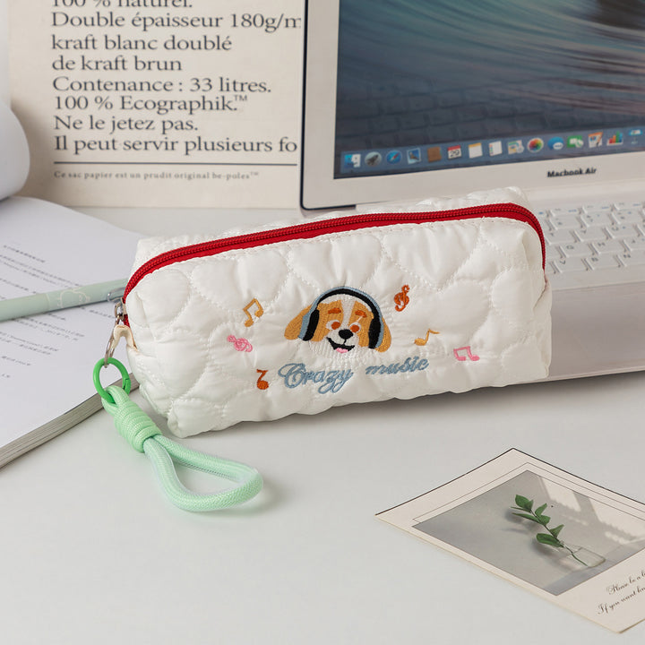 Quilted Cartoon Dog Pencil Case Bowlift