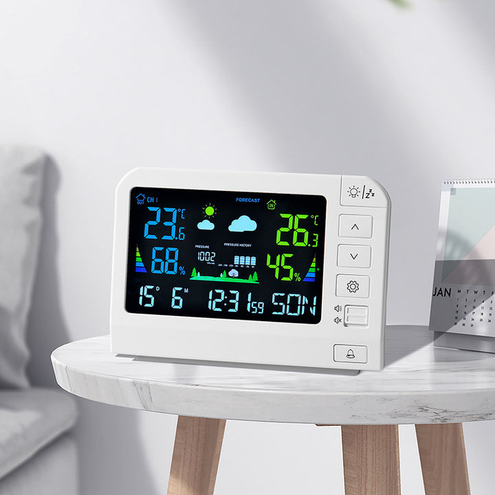 Digital Weather Alarm Clock with Multifunctional Display Bowlift