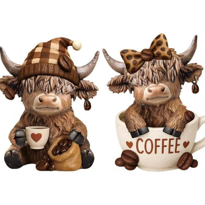 Decorative figure of a Highland cow with accessories Bowlift