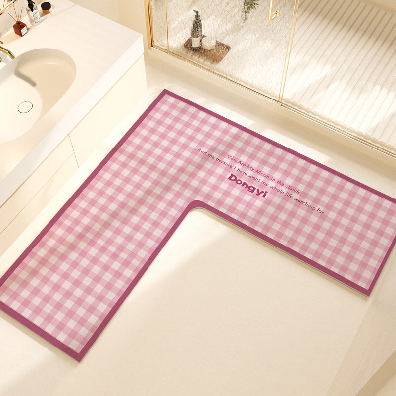 L-Shaped Soft Bath Mat Bowlift