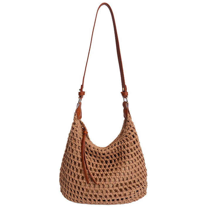 Trendy Mesh Bag with Leather Accents Bowlift