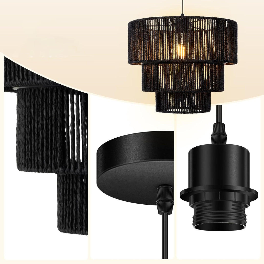 Elegant hanging lamp with rattan details Bowlift