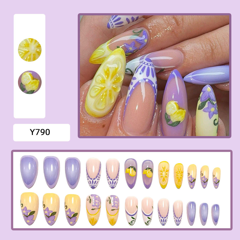 Elegant Artificial Nails with Botanical Designs Bowlift