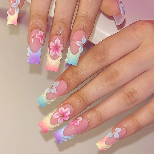 Elegant Floral Ombre Press-On Nail Set Bowlift