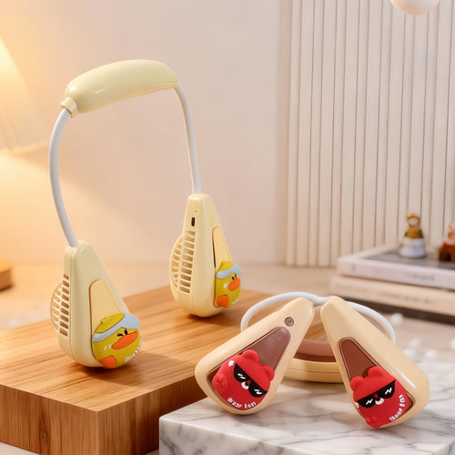 Ladies Portable Neck Fan with Cute Animal Design Bowlift