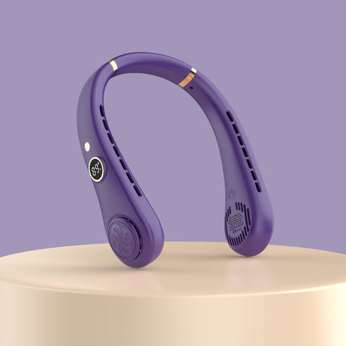 Unisex nan ergonomic hands-free neck fan with LED speed display and dual airflow outlets Bowlift
