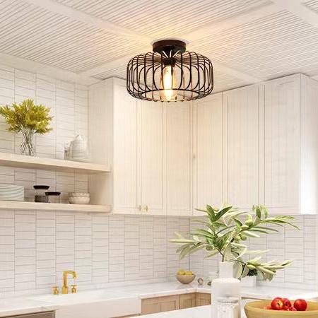 BowLift | Modern Industrial Birdcage Ceiling Lamp Black