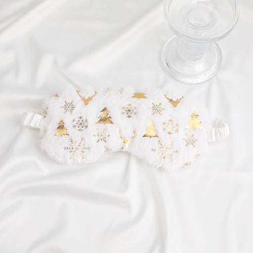 Unisex soft eye mask made of faux fur with festive motif embossing Bowlift