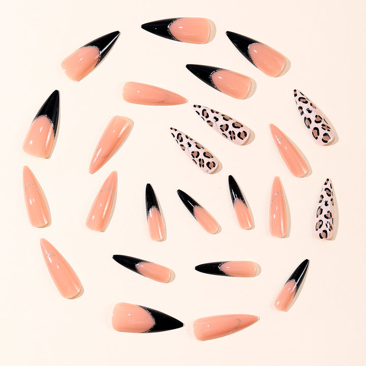 Elegant Leopard Print Stiletto Nail Art Extensions Bowlift