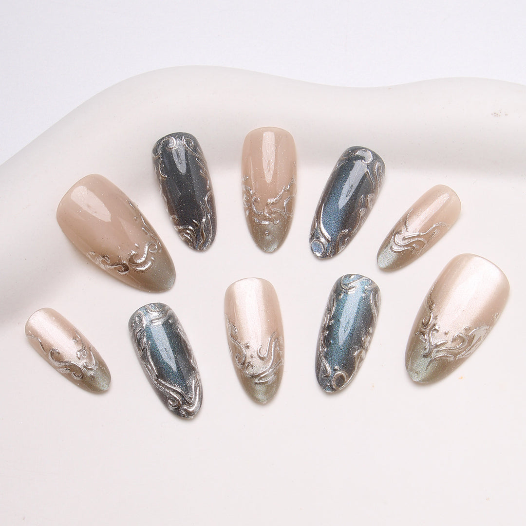 Elegant Glittering Press-On Nails Bowlift