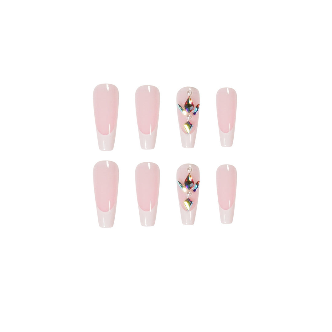 Premium Nail Extensions with Elegant Designs and Glitter Accents Bowlift