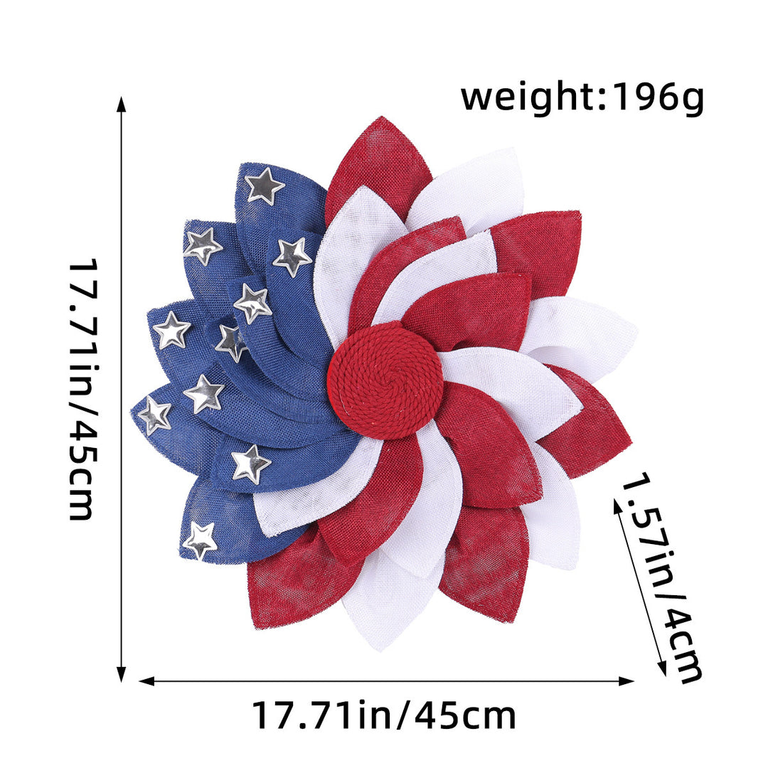 Unisex nan more patriotic door wreath made of layered fabric flowers with metal stars Bowlift