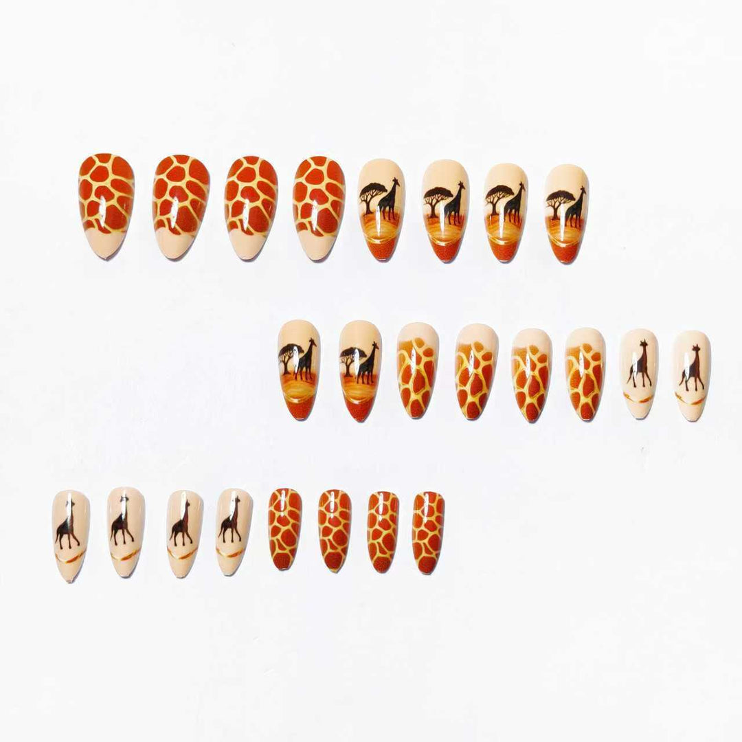 Nail art with animal motif and giraffe design Bowlift