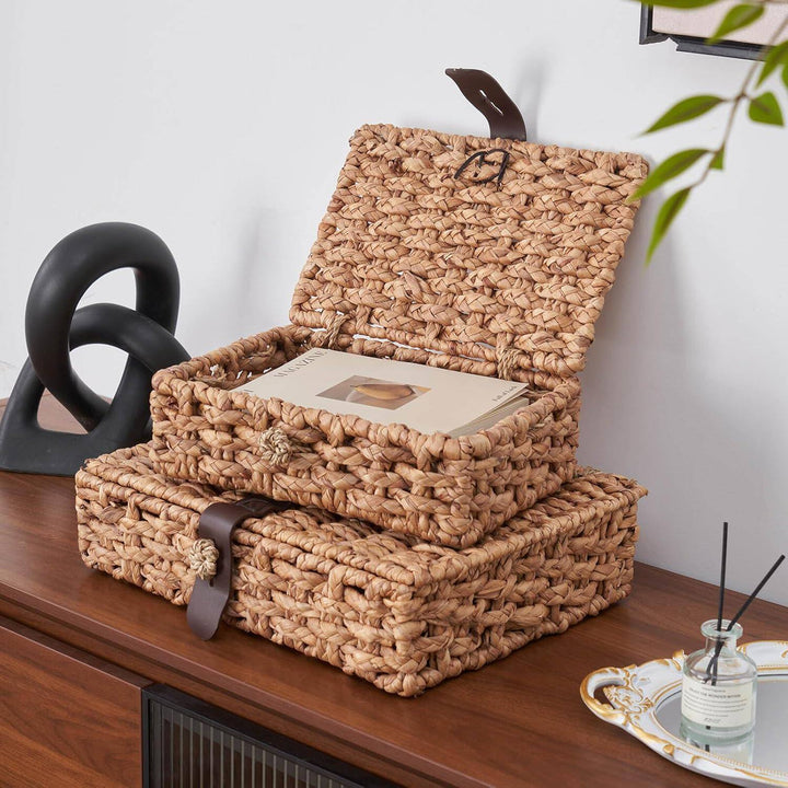 Handcrafted Storage Box Made of Braided Natural Material Bowlift