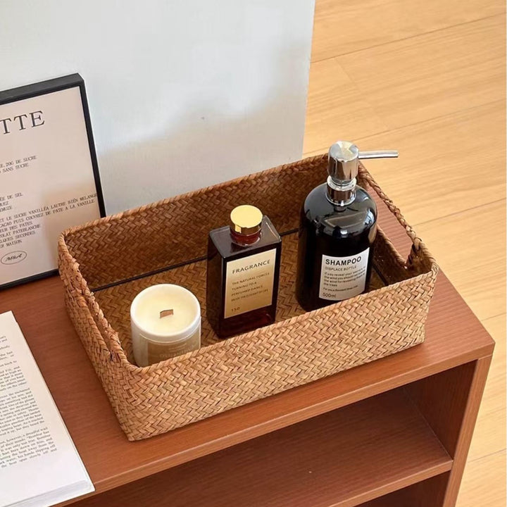 Women's rectangular storage basket made of natural materials Bowlift