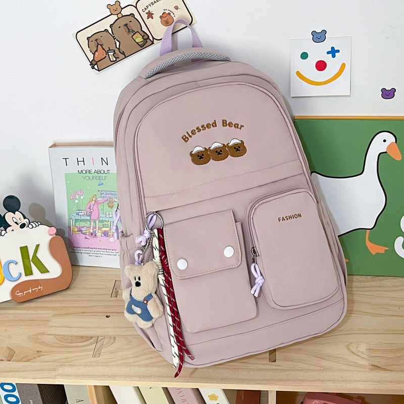 Casual Bear Embellished School Backpack