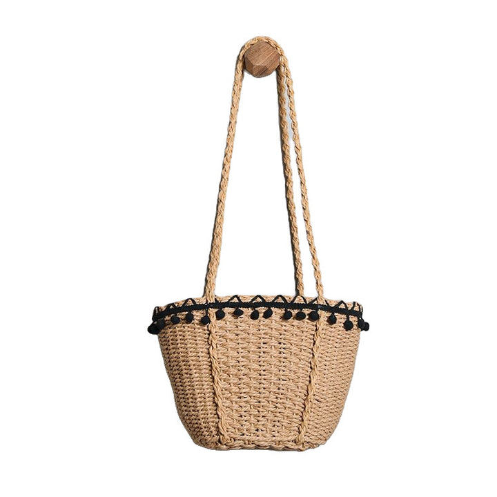 Delicate beach bag with pompons Bowlift