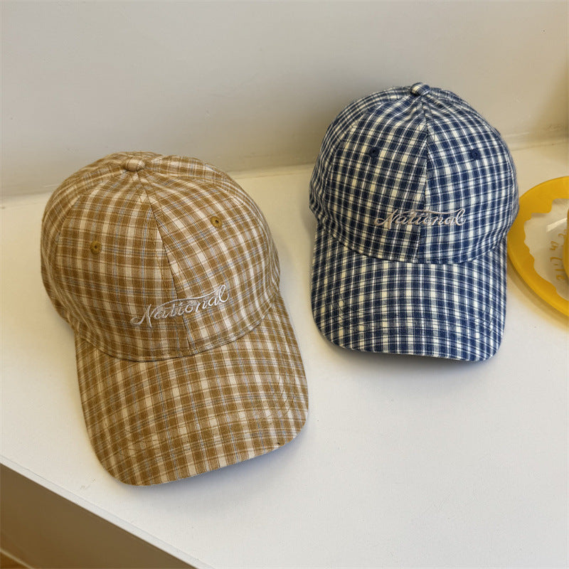 Men's Checkered Cotton Baseball Cap Bowlift