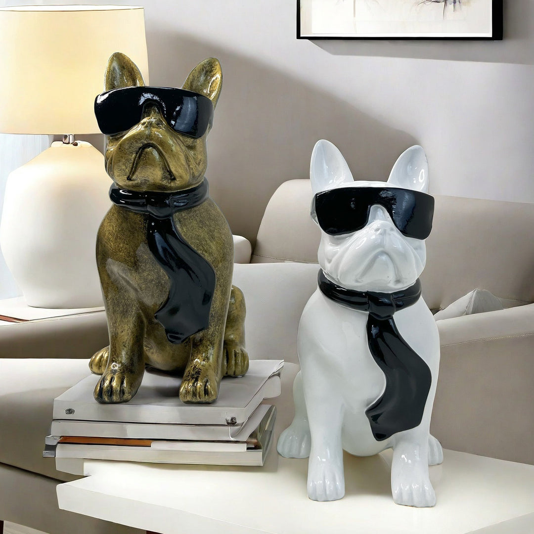 Colorful Bulldog Decoration Figure made of Resin Bowlift
