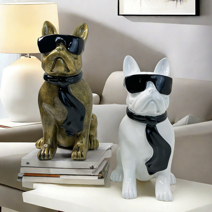 Colorful Bulldog Decoration Figure made of Resin Bowlift