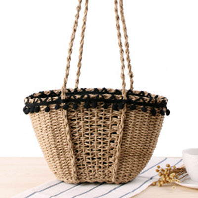 Basket bag with decorative, fringed edge Bowlift