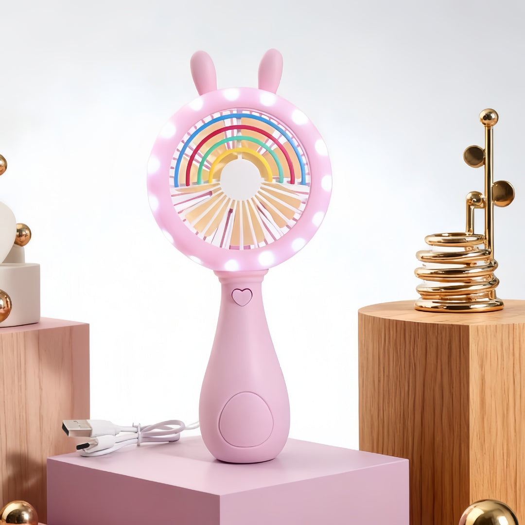 Women's Portable Hand Fan with Cute Animal Ear Design Bowlift