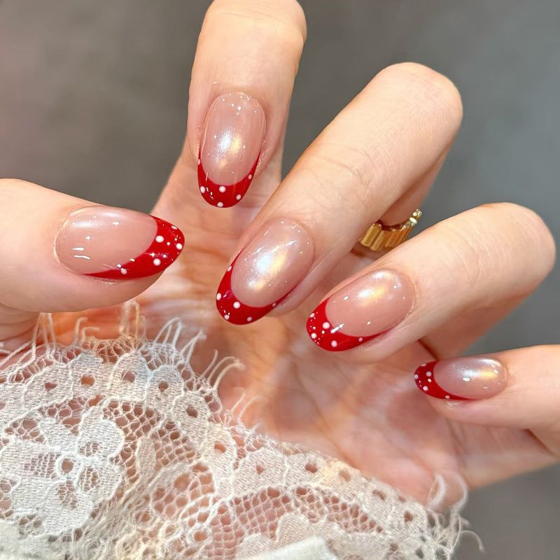 Decorative French Tip Press-On Nail Art Bowlift