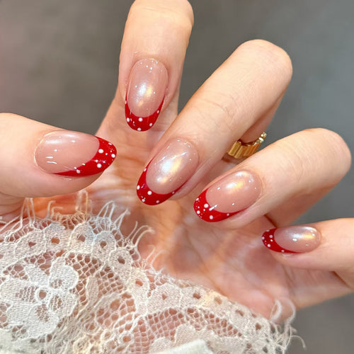 Decorative French Tip Press-On Nail Art Bowlift