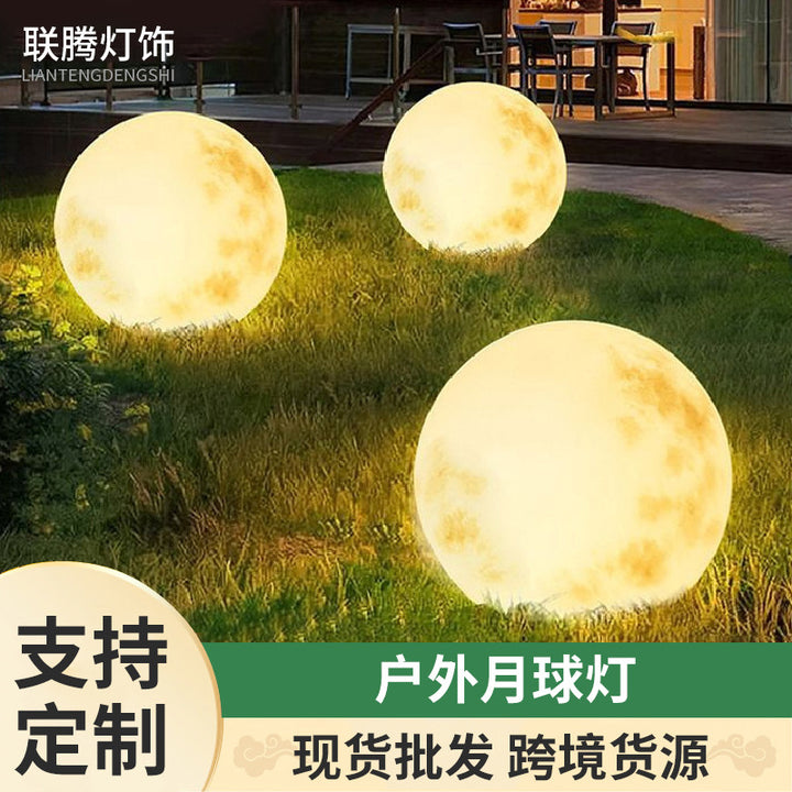 Outdoor moon sphere garden lamp solar powered rechargeable waterproof decorative orb light Bowlift