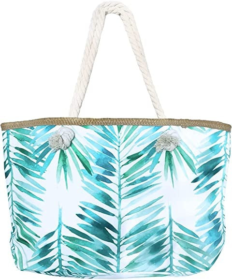 Large tote bag with tropical leaf design Bowlift