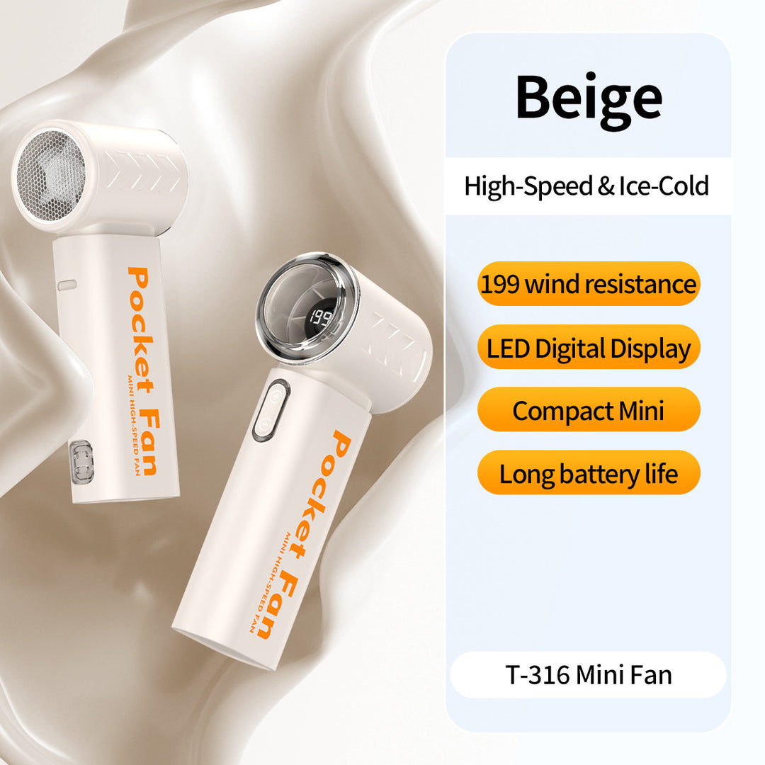 Women's nan compact rechargeable high-speed pocket handheld fan with LED display Bowlift