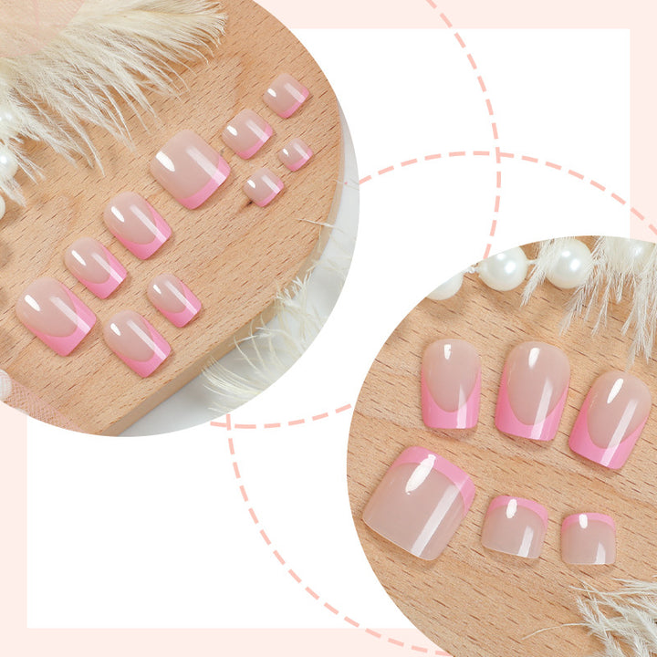 Premium French Tip Press-On Nails Set with Elegant Gradient Design Bowlift