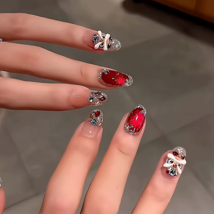 Artistic Rhinestone-Embellished Nail Extensions Bowlift