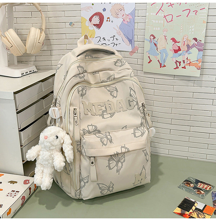 Butterfly-Embellished Multi-Pocket Backpack