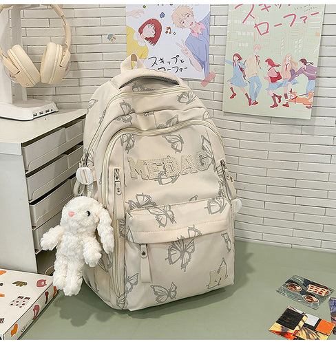 Butterfly-Embellished Multi-Pocket Backpack