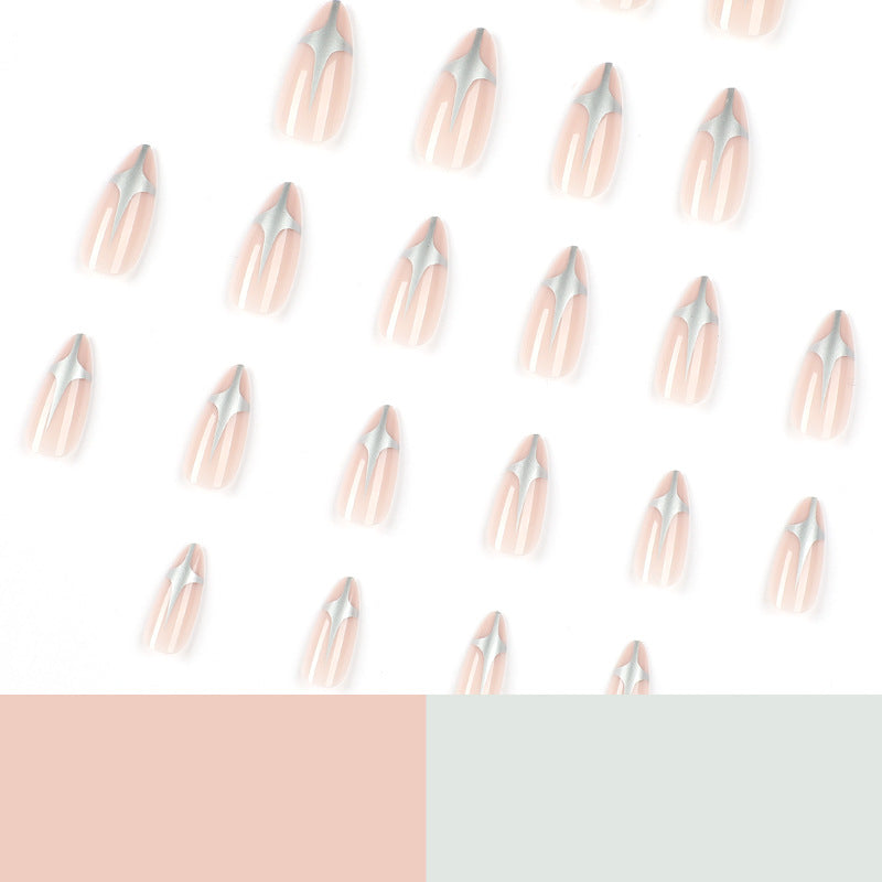 Artful Stiletto Nails with Silver Accents Bowlift