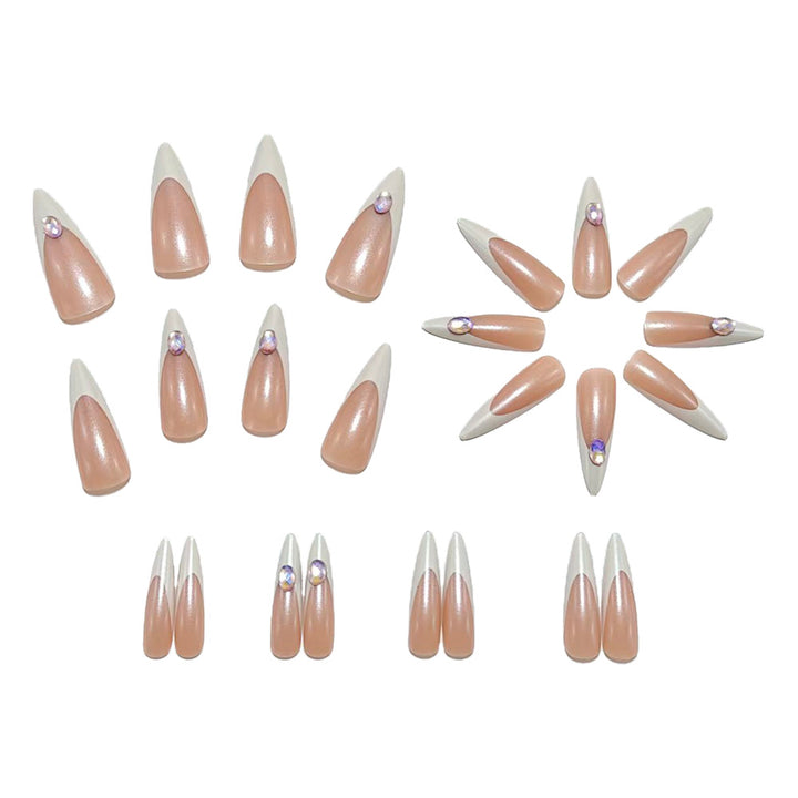 Artificial nails in modern stiletto design with glitter accents Bowlift