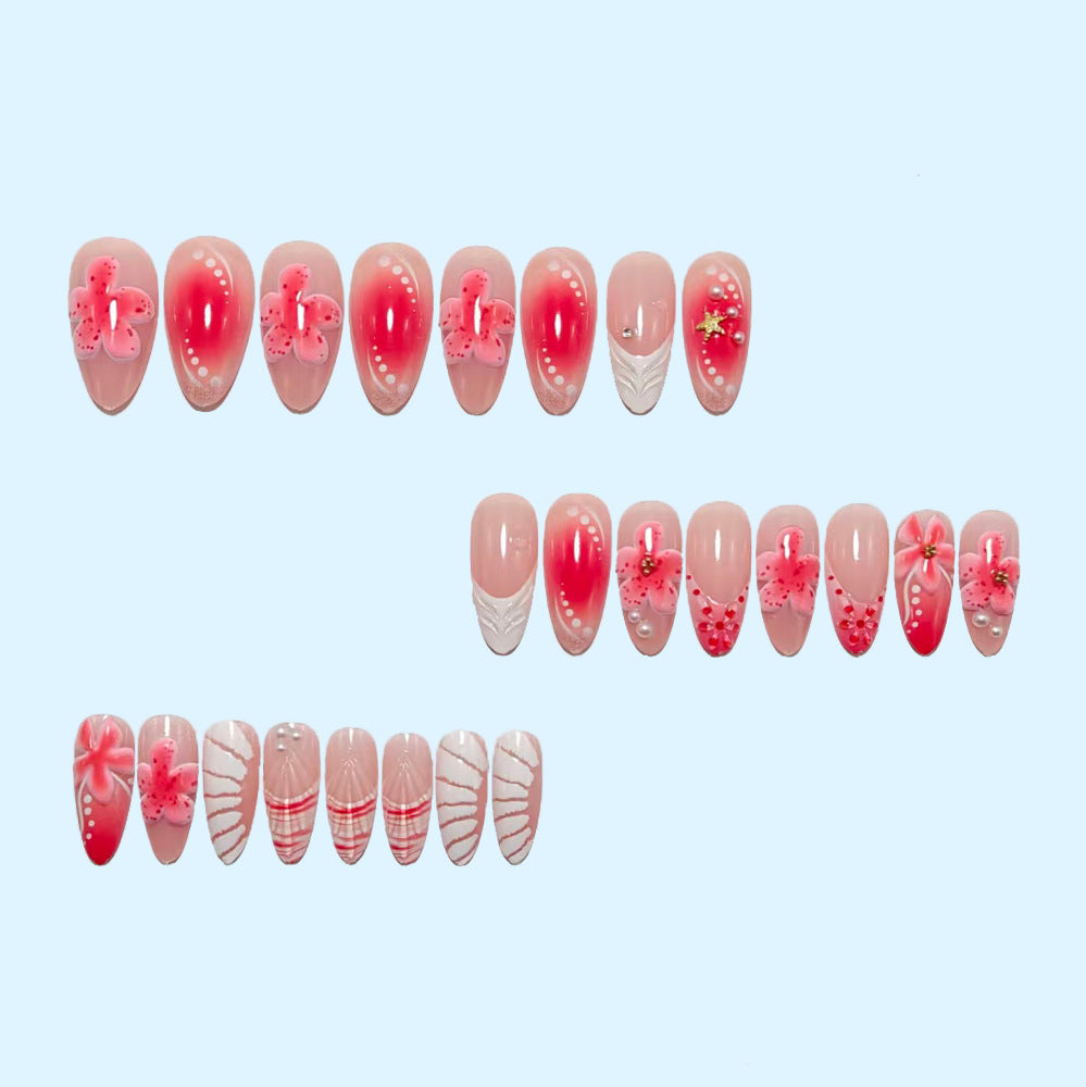 Artificial nails with 3D flower decoration Bowlift