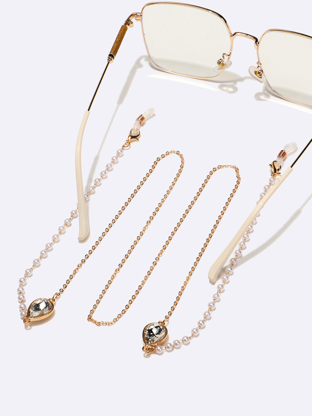 Elegant Pearl and Crystal Eyewear Chain Bowlift