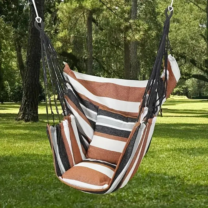 Hanging hammock chair with reinforced cotton canvas and integrated arm pockets Bowlift