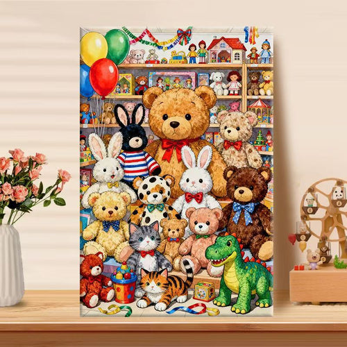 Playful Teddy Bear Wall Art Bowlift