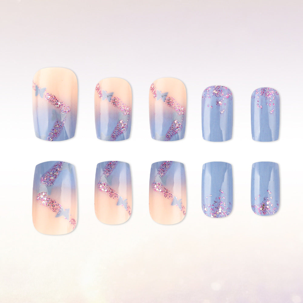 Artistic Glitter Ombre Press-On Nails Bowlift