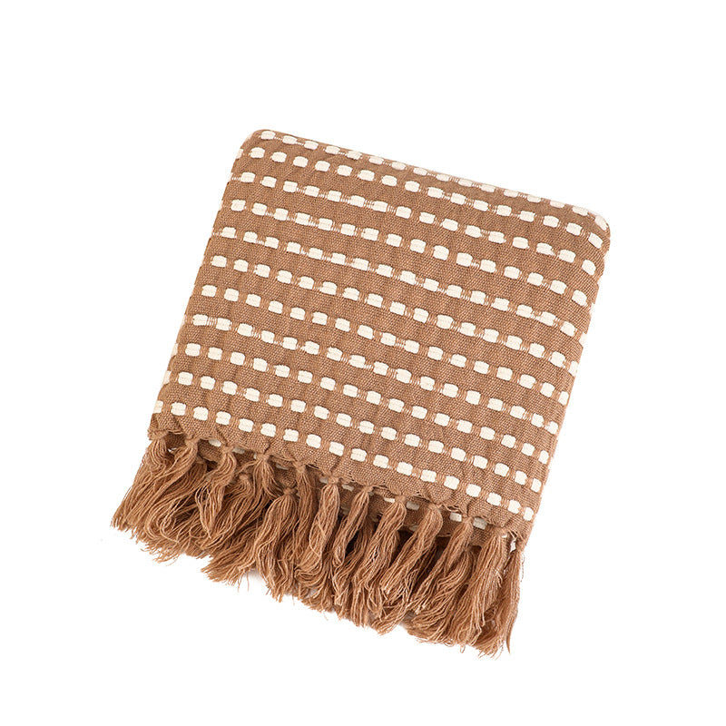 Women's Structured Throw Blanket with Fringes Bowlift
